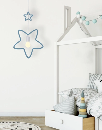 Závěsné svítidlo Single modré klasické nastavitelné do dětského pokoje MDF 36 cm