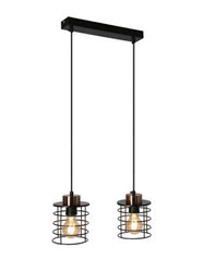 Závěsná lampa Glob černá+zlatá 2x40W E27 stínidlo černé