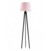 Stojací lampa do obýváku moderní Curacao světle růžový textilní stínidlo dřevěná konstrukce Lysne 158 cm