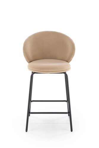 Barová židle Nafan béžová sametová s opěrkou do kuchyně a jídelny moderní Intesi 63 cm