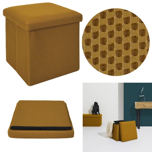 Žlutý čtvercový taburet s úložným prostorem Intesi Vels Atom moderní do předsíně a dětského pokoje