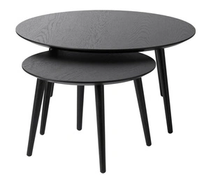 Sada 2 konferenčních stolků Adda kulatý černý dub do obývacího pokoje