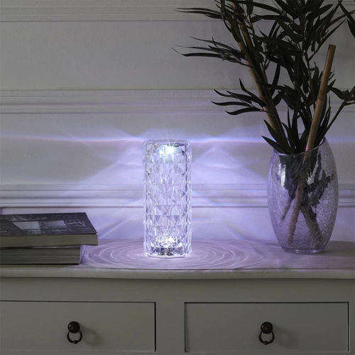 LED noční lampička Crystal Intesi glamour s dálkovým ovládáním 12 barev do ložnice a obýváku 21,5 cm