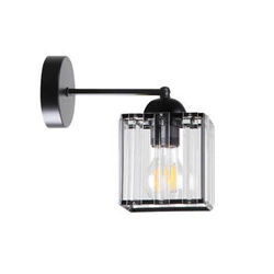 Nástěnné svítidlo Glassia lampa černá 1x40 E27 stínidlo černé+bezbarvé krystaly