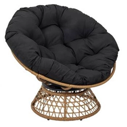 Otočný relaxační ratanový křeslo Cancun s polštářem černé na terasu i do obýváku boho