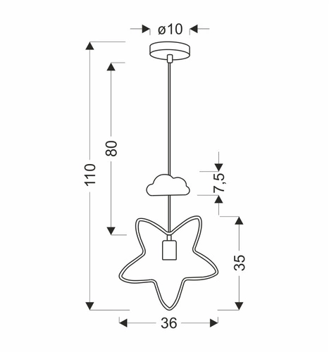 Dětské závěsné svítidlo 1x20W E27 černá+bílá