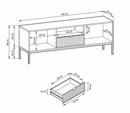 TV stolek s drážkovaným povrchem kašmír 154 cm Delicious moderní se zásuvkami do obýváku Intesi