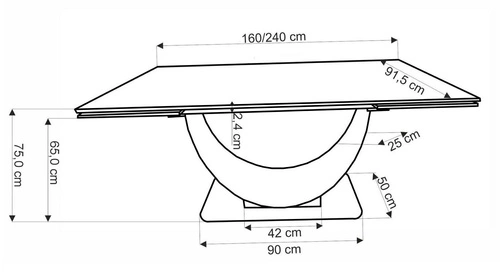 Rozkládací jídelní stůl Abigray bílý mramor černé nohy moderní 160-240 cm Intesi