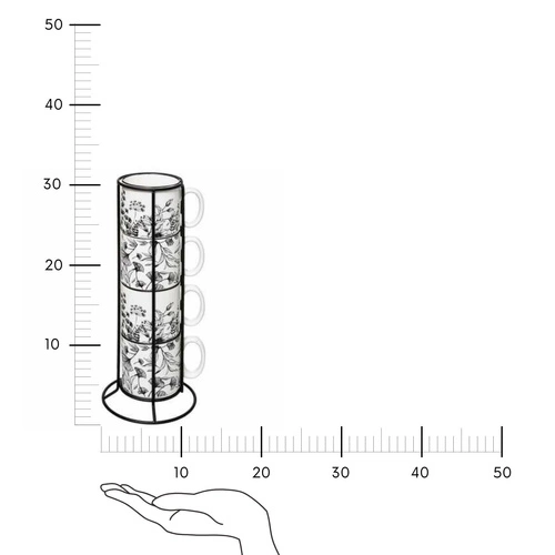 Sada 4 keramických hrnků Floral 240 ml na kávu a čaj bílá 5five simply smart