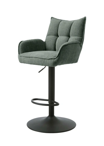 Barová židle Marilla zelená výškově nastavitelná otočná s opěrkou k kuchyňskému ostrůvku