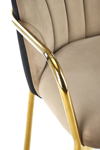 Čalouněná sametová židle Rebbeca Intesi béžová s područkami glamour do jídelny