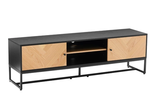 Moderní dřevěná TV skříňka Clar 160 cm volně stojící do obýváku dub černá Intesi