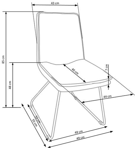 Jídelní židle Jersey Intesi čalouněná šedá ekokůže na kovových lyžinách moderní do jídelny a obýváku