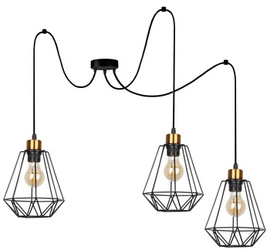 Závěsné svítidlo Primo černé zlaté 3bodové loftové do obýváku kuchyně jídelny