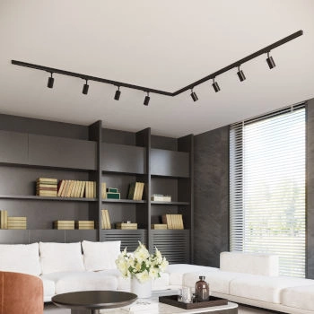 Stropní světlo, 8 bodů, 3fázový kolejnicový systém, RING černá