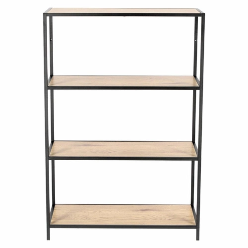 Regál do obýváku Oxford I moderní loftový na knihy 4 police dub a černý kov Intesi