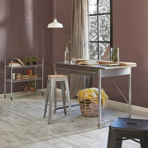 Barová židle Paris Wood 75 cm červená industriální kovová s dřevěným sedákem k kuchyňskému ostrůvku