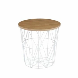 Kulatý konferenční stolek Salvatore 42 cm skandinávský dřevěný bílý do obýváku Intesi