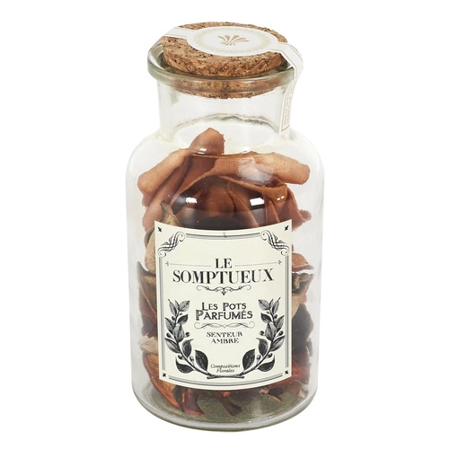 Skleněná nádoba 12 cm s pot pourri oranžová