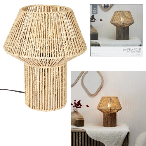 Noční lampička Shade boho Intesi pletená šňůrová přírodní skandinávská 33 cm