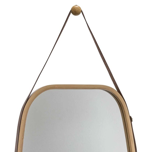 Oválné bambusové zrcadlo 43x77 cm na koženém pásku do předsíně 5five simply smart