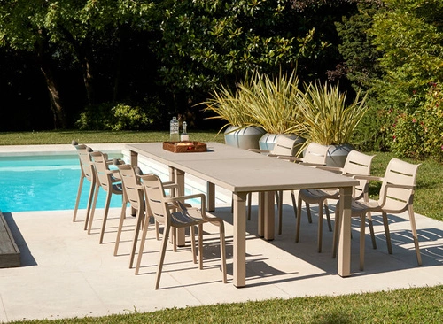 Rozkládací jídelní a zahradní stůl Per3 SCAB Design béžový moderní 170–220 cm