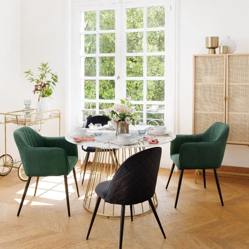 Čalouněná jídelní židle Slano Atmosphera černá moderní s opěrkou do jídelny a obýváku