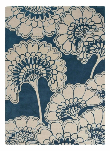Florence Japanese Floral Midnight vlněný glamour koberec do obýváku 170x240 cm ručně tkaný