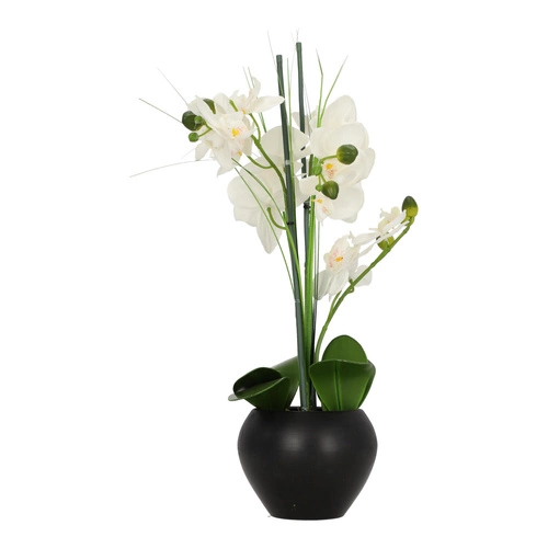Umělá orchidej Atmosphera bílá moderní do obýváku 53 cm jako živá v květináči