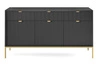 Černá rýhovaná komoda se zásuvkami na zlatých nohách 154 cm do moderního obýváku Intesi