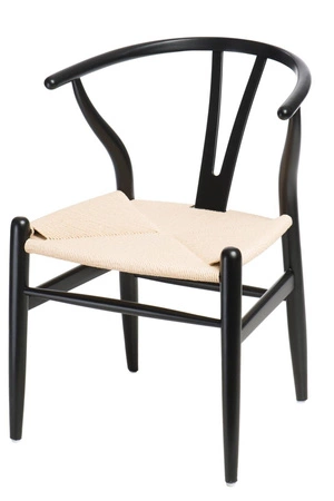 Židle Wicker Color přírodní/černá inspirovaná Wishbone