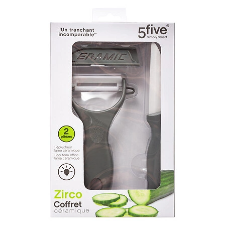 Zirco keramická sada 5five kuchyňský nůž a škrabka černá