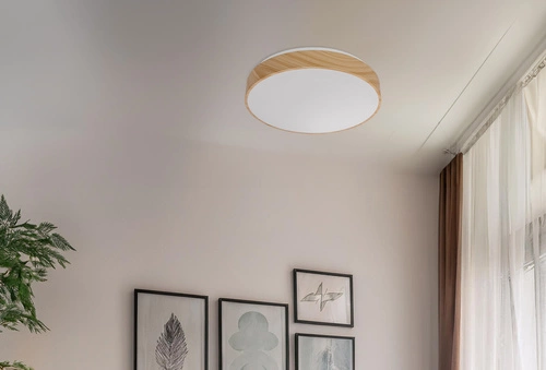 Stropní LED svítidlo kulaté do obýváku FIGARO 38 cm moderní dřevěný efekt dálkové ovládání CANDELLUX