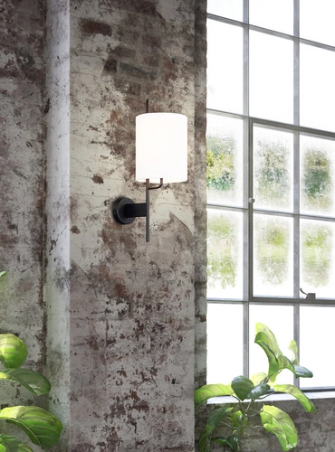 Nástěnná lampa Tokyo černá s textilním stínidlem industriální do obýváku a ložnice Ledea