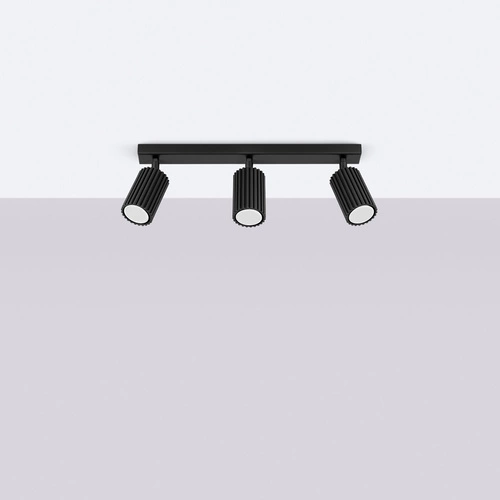 Stropní svítidlo KARBON 3L černé minimalistické nastavitelné do obýváku a ložnice SOLLUX