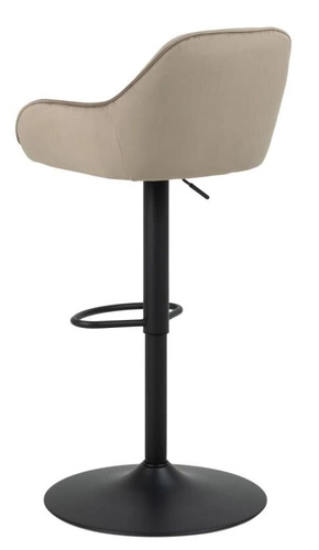 Barová židle Brooke VIC béžová sametová s opěrkou a područky otočná výškově nastavitelná do kuchyně