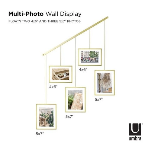 Závěsný fotorámeček zlatý skandinávský multirám Umbra na zeď 10x15 13x18