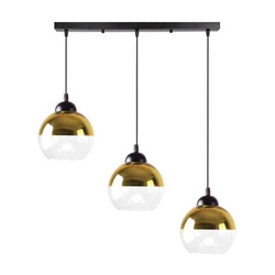 Závěsná lampa Contessa černá 3x40 E27 zlaté stínítko