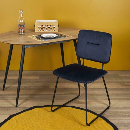 Čalouněná židle Adele Intesi sametová modrá na lyžinách moderní do jídelny