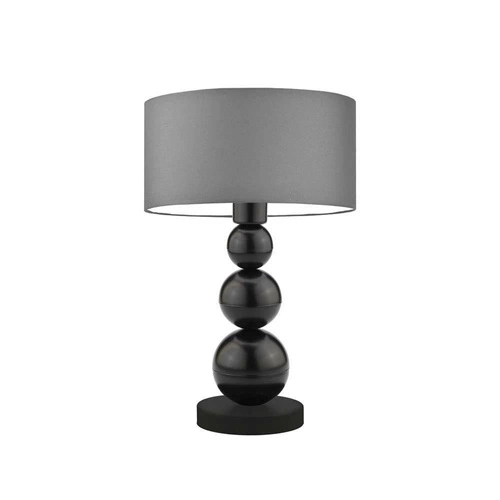 Noční lampička do ložnice HONOLULU šedá moderní s textilním stínidlem na černé konstrukci LYSNE