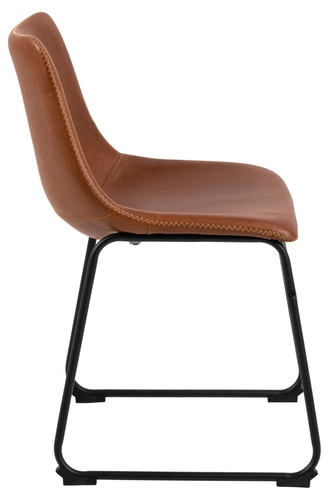 Jídelní židle Oregon Actona čalouněná ekokůže hnědá na černých lyžinách moderní