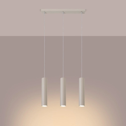 Závěsné loftové svítidlo Lagos 3L béžové, nastavitelné nad stůl a do obýváku, kovové