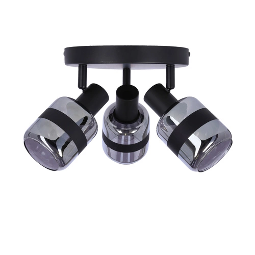 Stropní svítidlo Yuki moderní černá matná s kouřovým sklem do obýváku 33 cm