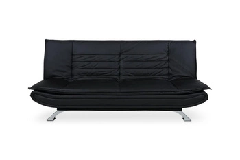 Rozkládací pohovka s funkcí spaní Faith 3místná černá ekokůže moderní do obýváku