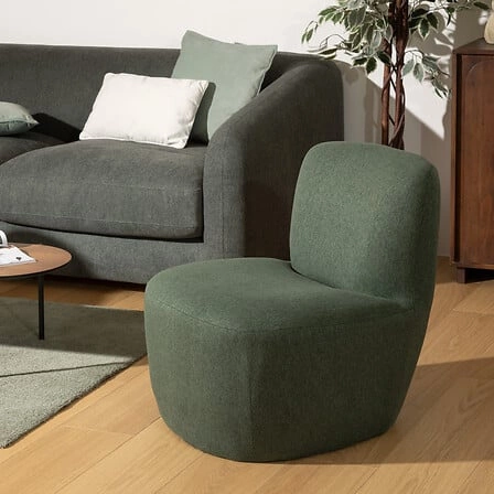 Moderní zelené čalouněné křeslo Leone nízké relaxační křeslo do obýváku Atmosphera