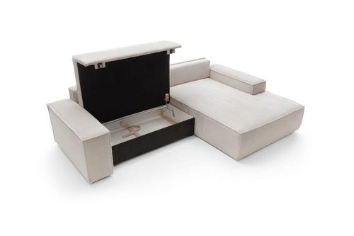 Rohová sedací souprava s rozkladem Molde M pravá, manšestrová béžová, do obýváku s úložným prostorem