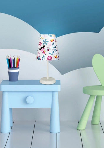 Dětská noční lampička Girl moderní bílá s textilním stínidlem CANDELLUX 31 cm