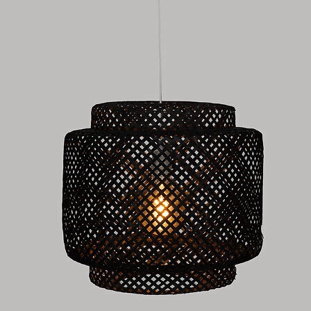 Závěsná lampa Liby černá bambusová