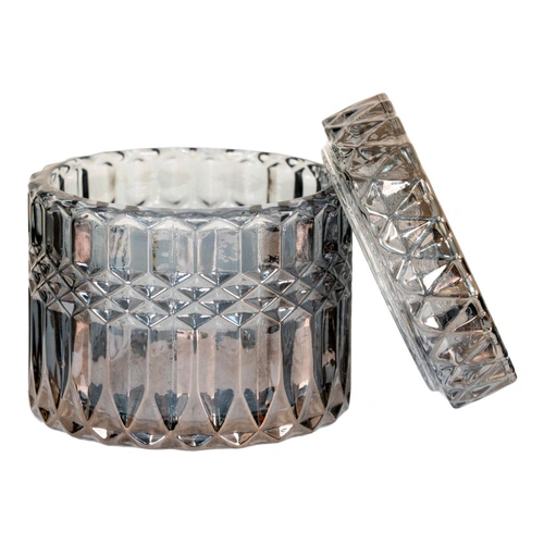 House Nordic sada 2 kouřových kulatých skleněných dekoračních krabiček