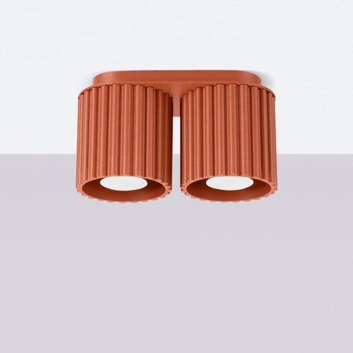 Moderní stropní svítidlo AURA 2 červené kulaté do obýváku a kuchyně hliník